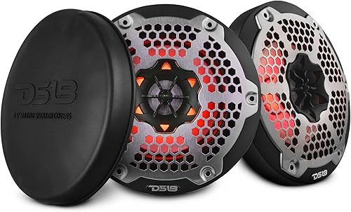 DS18 Hydro CF-8M - Par de altavoces coaxiales de fibra de carbono de alta gama, altavoz marino de 2 vías con luces RGB integradas, 450 W, 100%