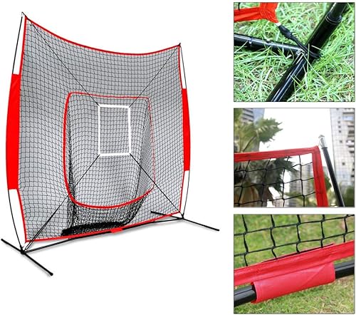 Miniatura 9 de FOME - Red de práctica de béisbol, red de práctica de softbol de 7 x 7 pies, red de entrenamiento de bateo, captura de lanzamiento, red de