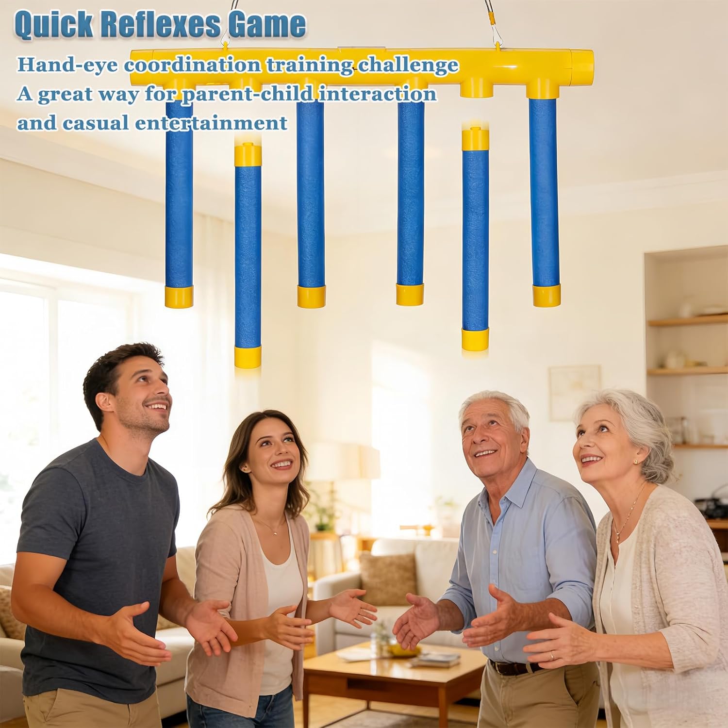 Shelprojsu Reflex Drop Sticks Challenge Game, 3 Adjustable Catching Falling Sticks Game, Hand Eye Coordination Training Game, Reaction Time Training Hand Speed Challenge Game