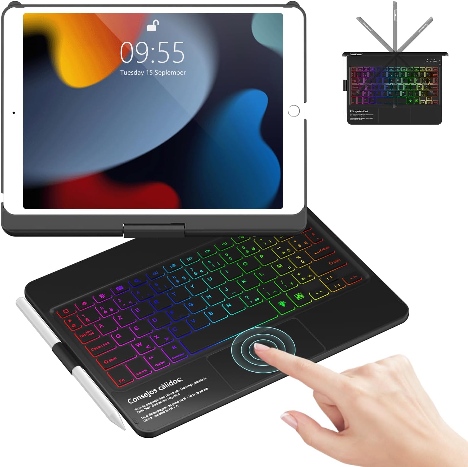 Coque Clavier Bluetooth AZERTY Pour IPad 10.2" (7e à 9e Gén.) Et IPad Air 3 / Pro 10.5 - Rose, Détachable