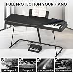 FOLU 88 Keys Electric Piano Keyboard Dust Cover - Waterproof, Dustproof, Scratch-Resistant, Adjustable Fit, Machine Washable - 51.2"(L) x 14"(W) x 5"/4"(H)