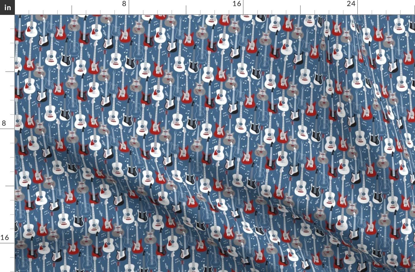 Spoonflower Fabric - Guitars Musical Instruments Rock Roll Music Kids Band Printed on Organic Cotton Sateen Fabric by The Yard - Sewing Quilting Apparel Home Decor