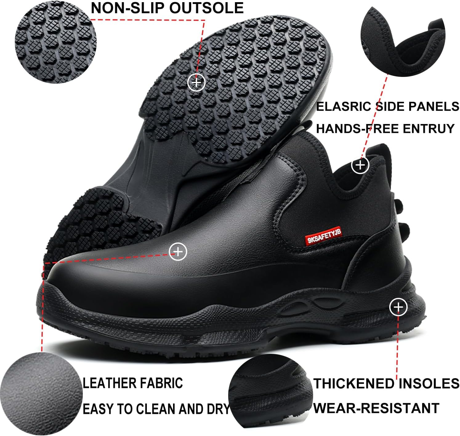 PJZHJ Non Slip Work Shoes Water & Oil Resistant Food Service Shoes Comfortable Slip-On Chef Footwear for Restaurant Hospital - Image 6