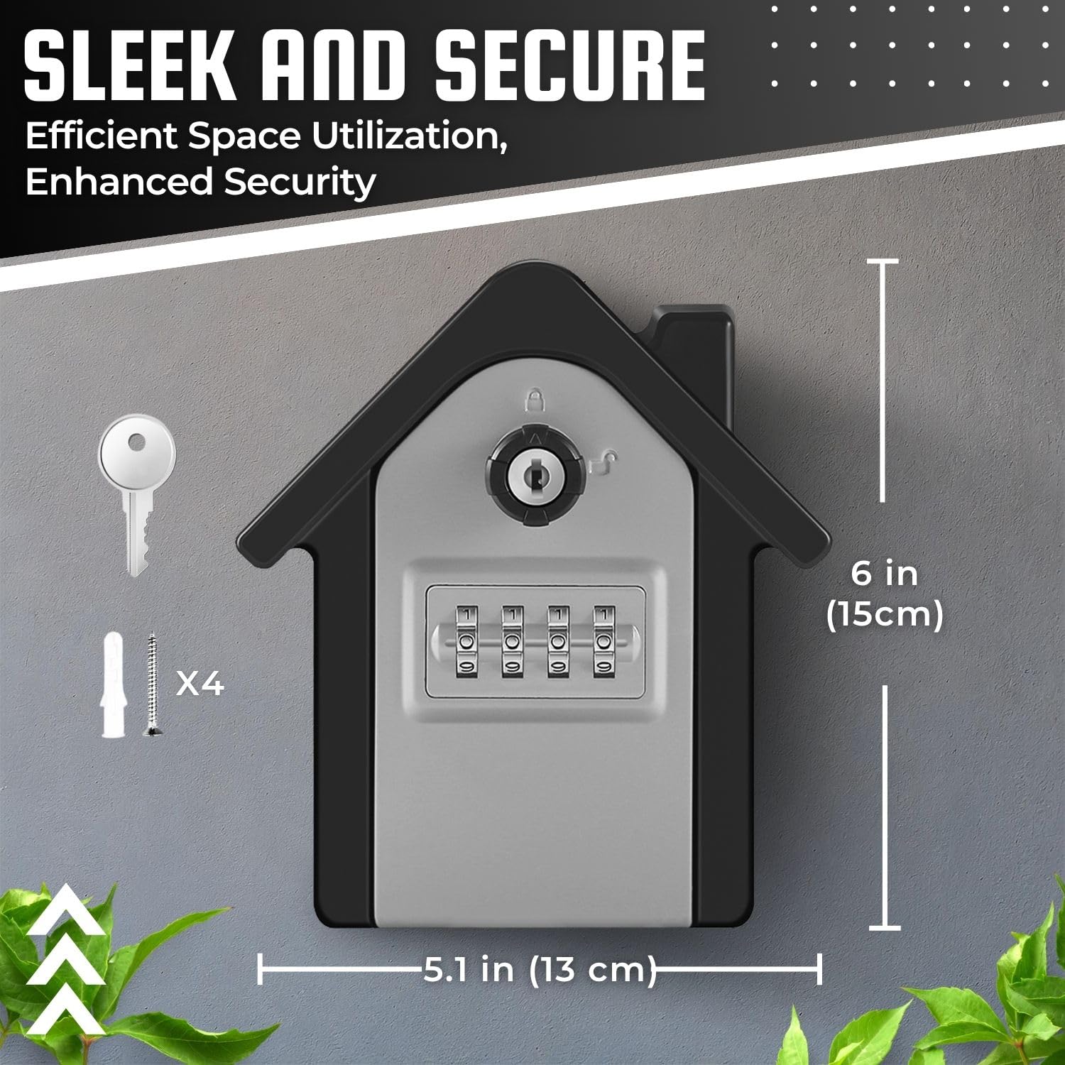 Flexzion Boîte de rangement à clés – Boîte de rangement murale à combinaison à 4 chiffres – Boîte de rangement à code pour intérieur et extérieur – Résistante aux intempéries et à la rouille
