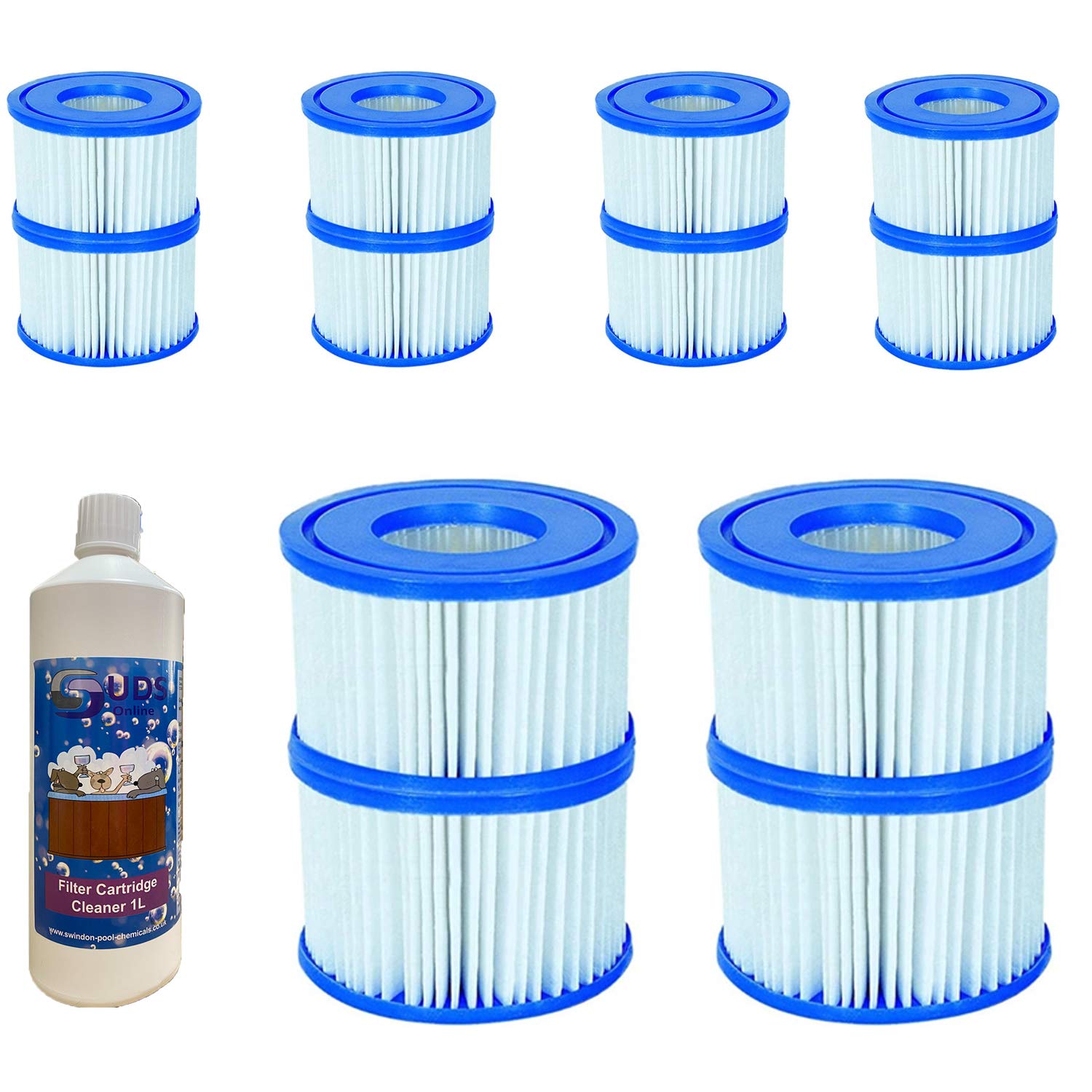 SUDS-ONLINE Filter Cartridge Cleaner With Bestway Filter Cartridge VI for Miami, Vegas, Monaco, Palm Springs (6, 5L)