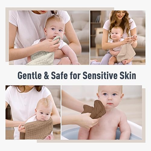 Miniatura 70 de Yoofoss Paquete de 10 paños de muselina para bebé, 100% algodón orgánico, para niños y niñas, grandes, 20 x 10 pulgadas, súper suaves y absorbentes