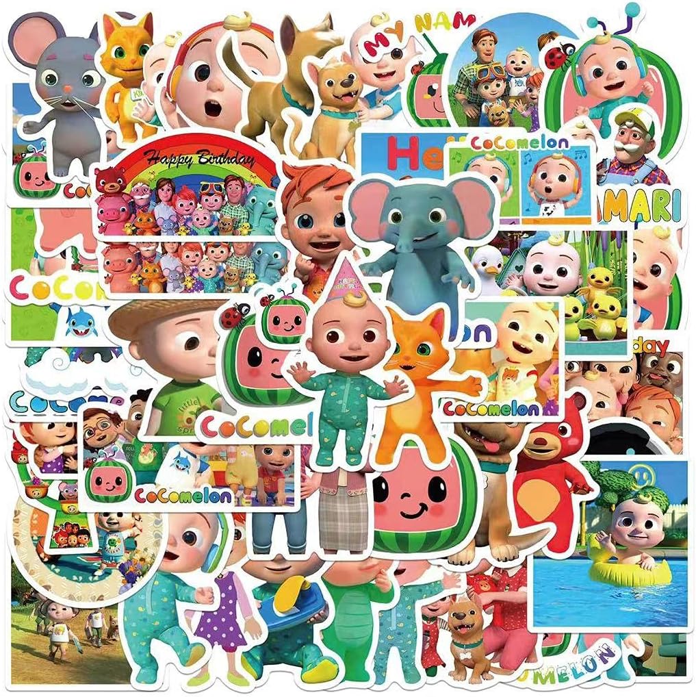ZiyZiiy Cocomelon Stickers | 50 PCS | Vinyl Waterproof Cartoon Stickers for Laptop,Skateboard,Water Bottles,Computer,Phone,Guitar,Cocomelon Stickers for Kids (Cocomelon Stickers)