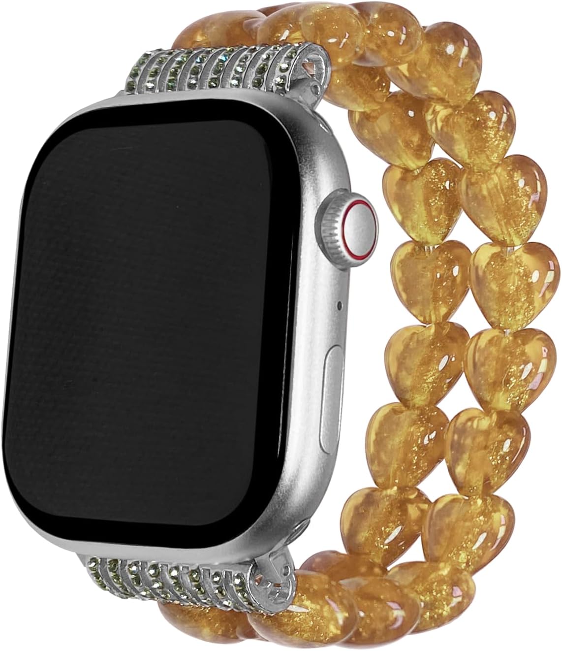 Murano Glass Beaded Watch Bands Compatible with Apple Watch Band,Heart Shaped Glass Beads Watch Band for Women,Elastic Strap for iWatch Bands Series 9 8 7 6 5 4 3 2 1 Ultra SE