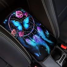 Cozeyat Dreamcatcher Butterfly Softy Car Armrest Cover Universal Fit Most Vehicle,Rubber Band Center Consoled Arm Rest Cushion for Cars,Sedans,Trucks