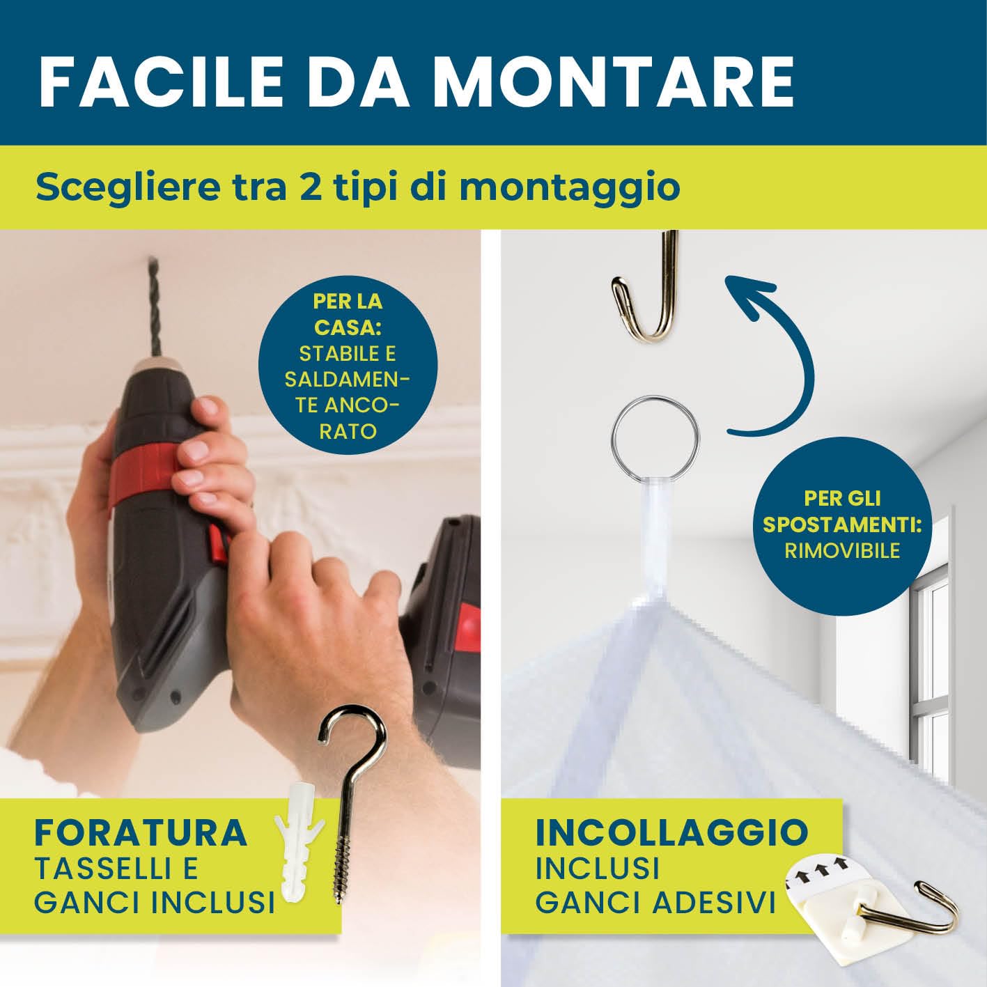 HOBERG Zanzariera da viaggio | XXL per lettini, letti singoli e matrimoniali | Zanzariera da esterno 400 mesh per balconi | Cupola protettiva contro gli insetti da incollare o avvitare - Ø 60 cm
