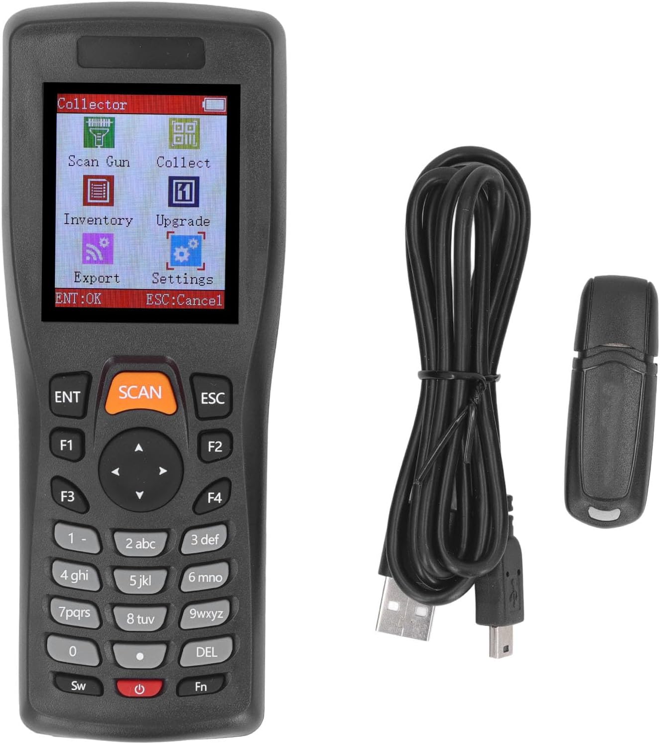 Barcode Scanner, Wireless 2.4GHz CCD Barcode Reader with 2.2-Inch Display, Portable Barcode Data Collector Red-Light Scanning Device for Inventory and Retail