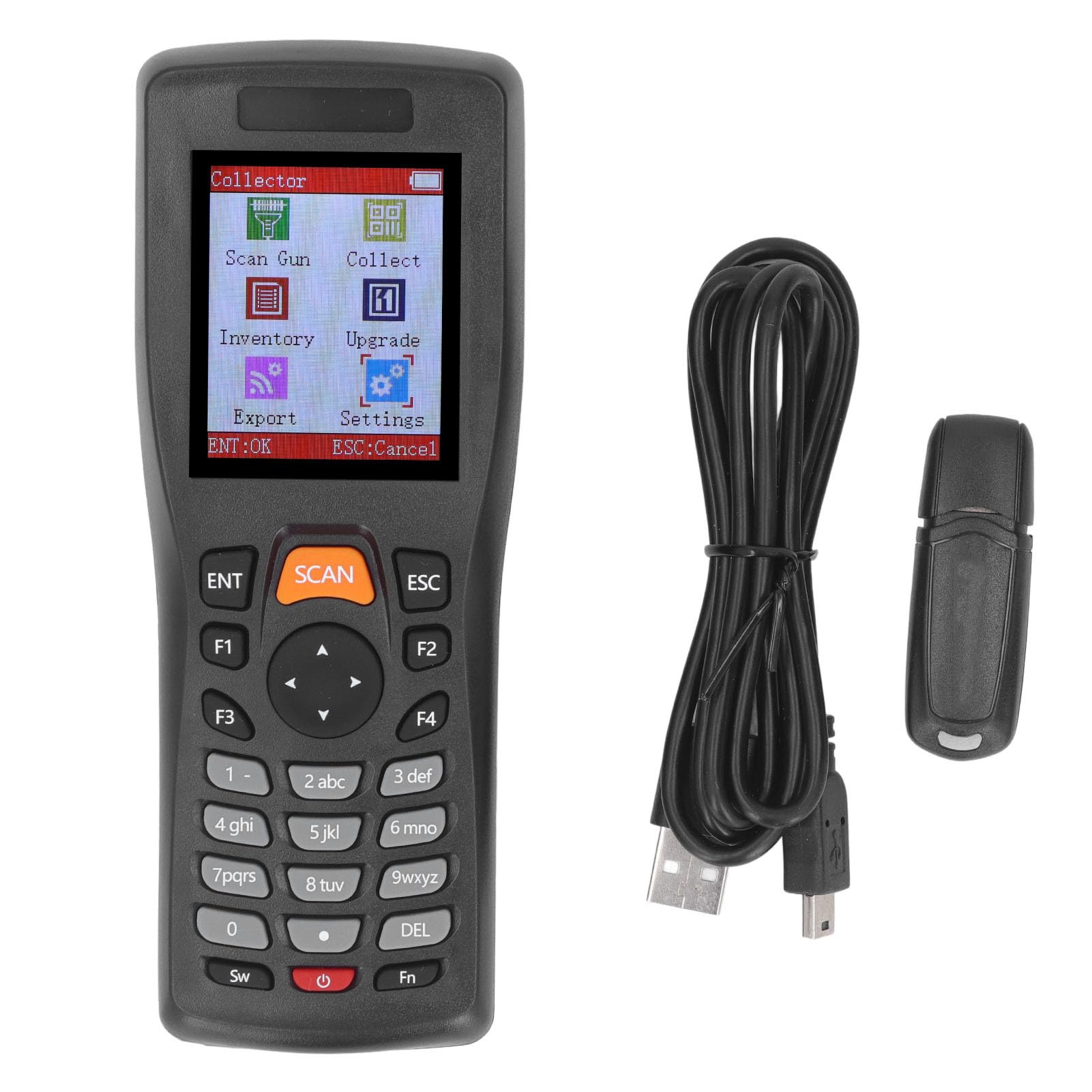Lector de Códigos de Barras Inalámbrico Duradero con CCD de Largo Alcance y Pantalla de 2,2 Pulgadas para Recuento de Inventario y Registro de Datos