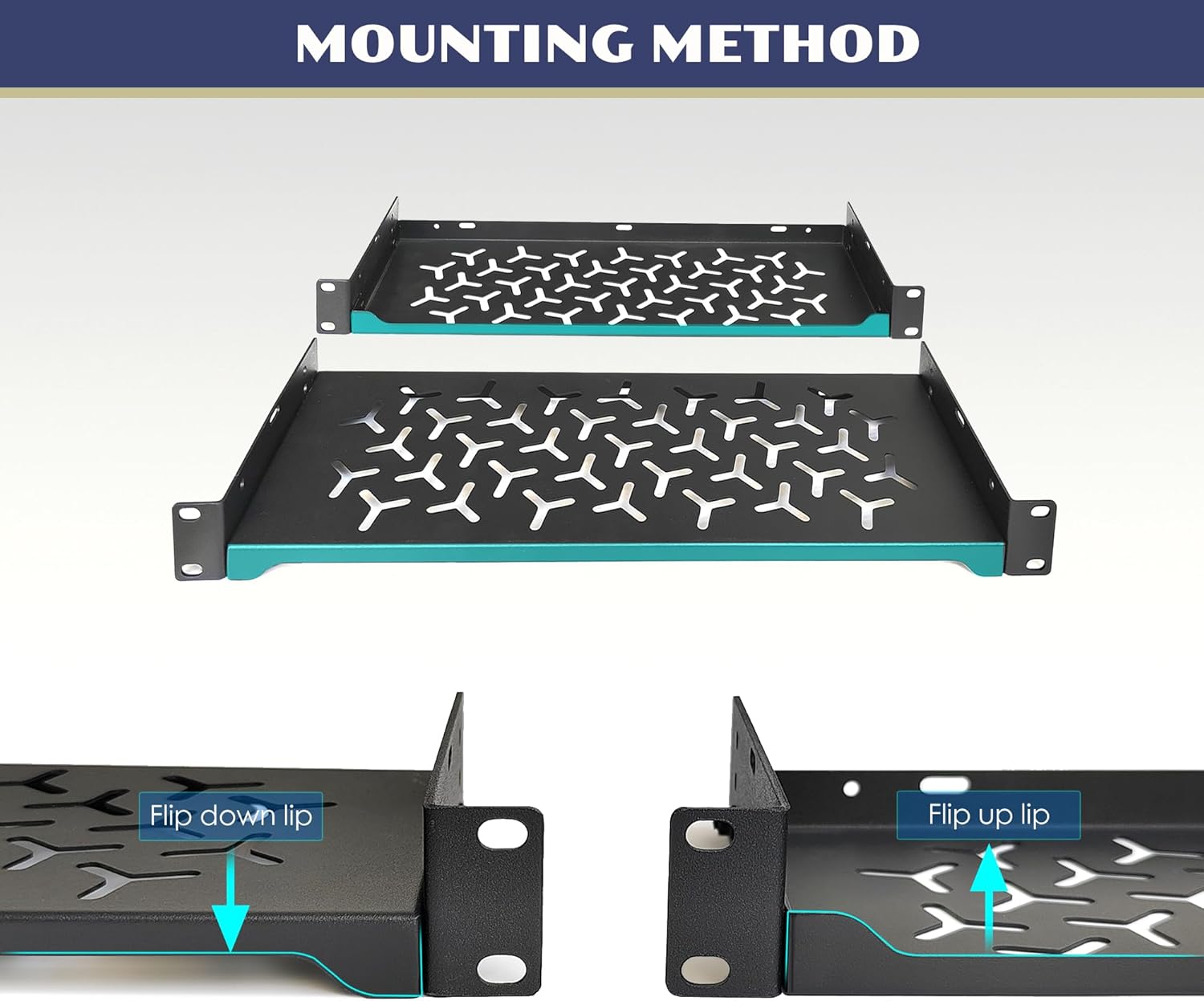2 Pack 1U Server Rack Shelf, 19 Inch Universal Network Rack Mount Tray, 6 Inches Deep Vented Cantilever Shelf for AV/IT Equipment, Black