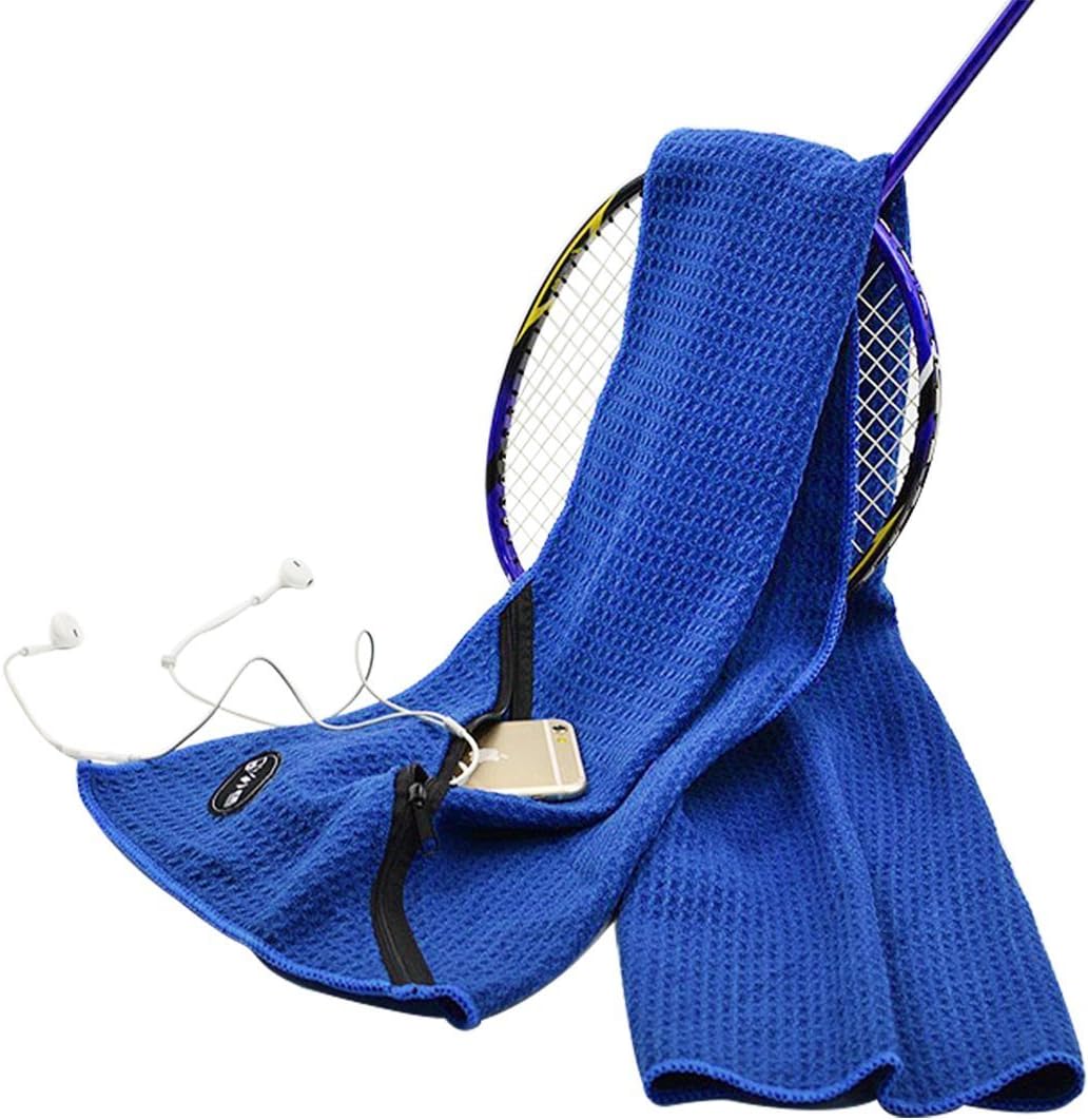 Premium Microfibre Honeycomb Gym & Sports Towel with zip pocket. Great for Gym - Travel - Pilates - Yoga - Swim and Sports