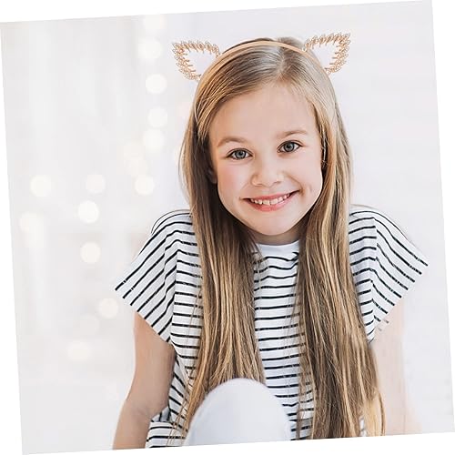 Miniatura 4 de Diadema de orejas de gato huecas con diamantes de imitación para Halloween, con hojas de cristal, accesorio para la cabeza, decoración diaria para