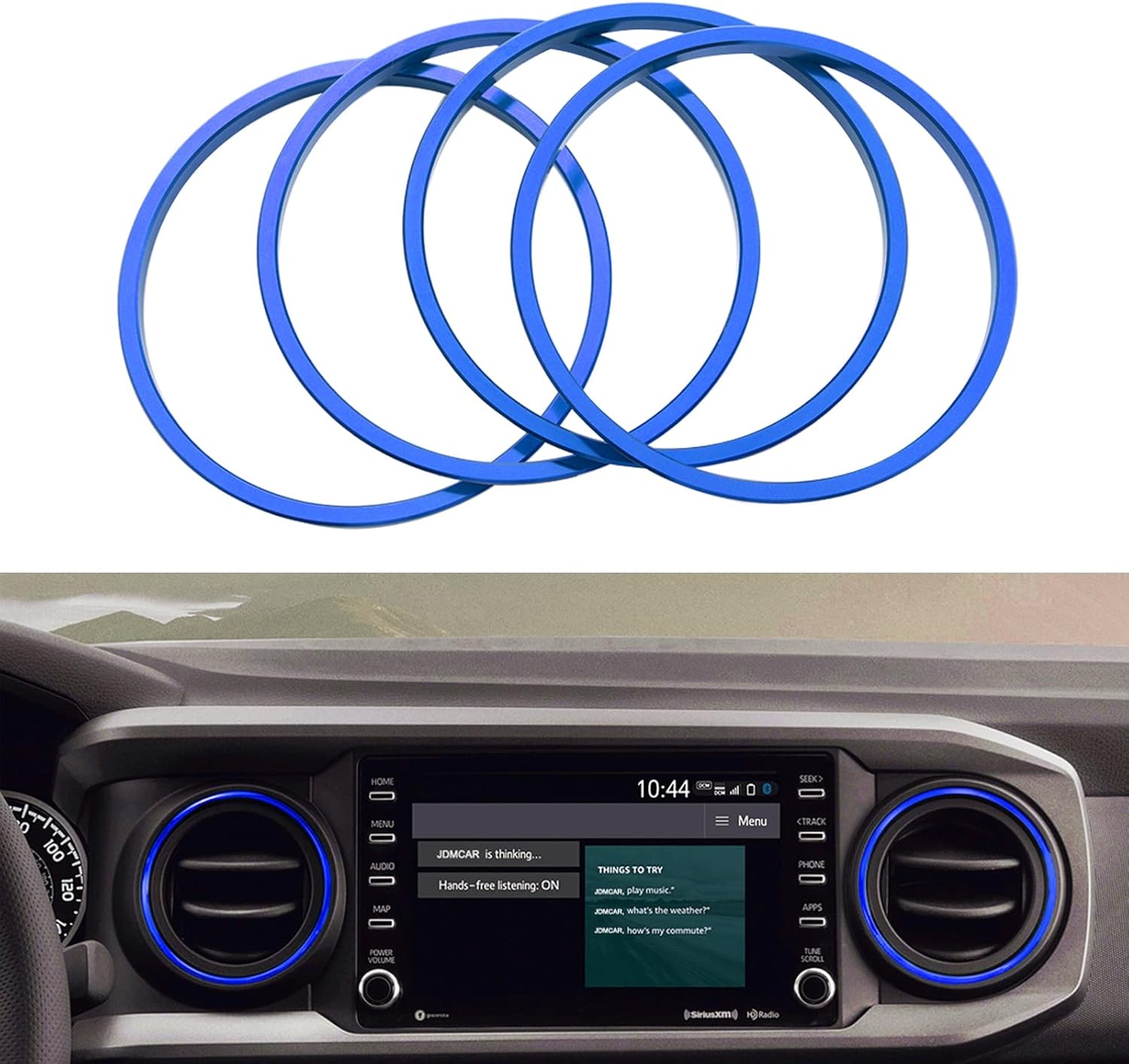 JDMCAR Compatible with Toyota Tacoma Accessories 2016-2022 2023 Premium Aluminum Alloy A/C Vent Ring Outer Trim Decoration Covers fit 2016-2023 Tacoma A/C Outlet Vent -(4 pcs Set, Blue)