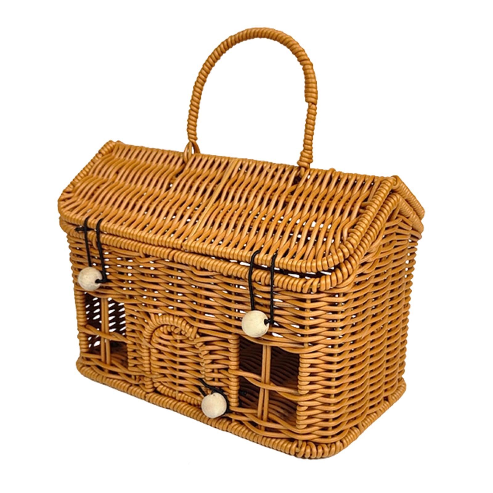 Creative House Shape Woven Rattan Storage Basket Featuring Portable Handle for Home Decors Picnics Gift User Friendly Materials Elegant Handcrafted Woven Rattan Gift Basket for Picnics Home Decors