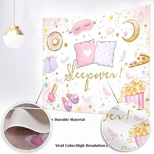Miniatura 2 de Mocsicka Fondo de fiesta de pijamas para niñas, decoración de pijama, almohada de lucha contra fotografía, spa, maquillaje, suministros de pancarta
