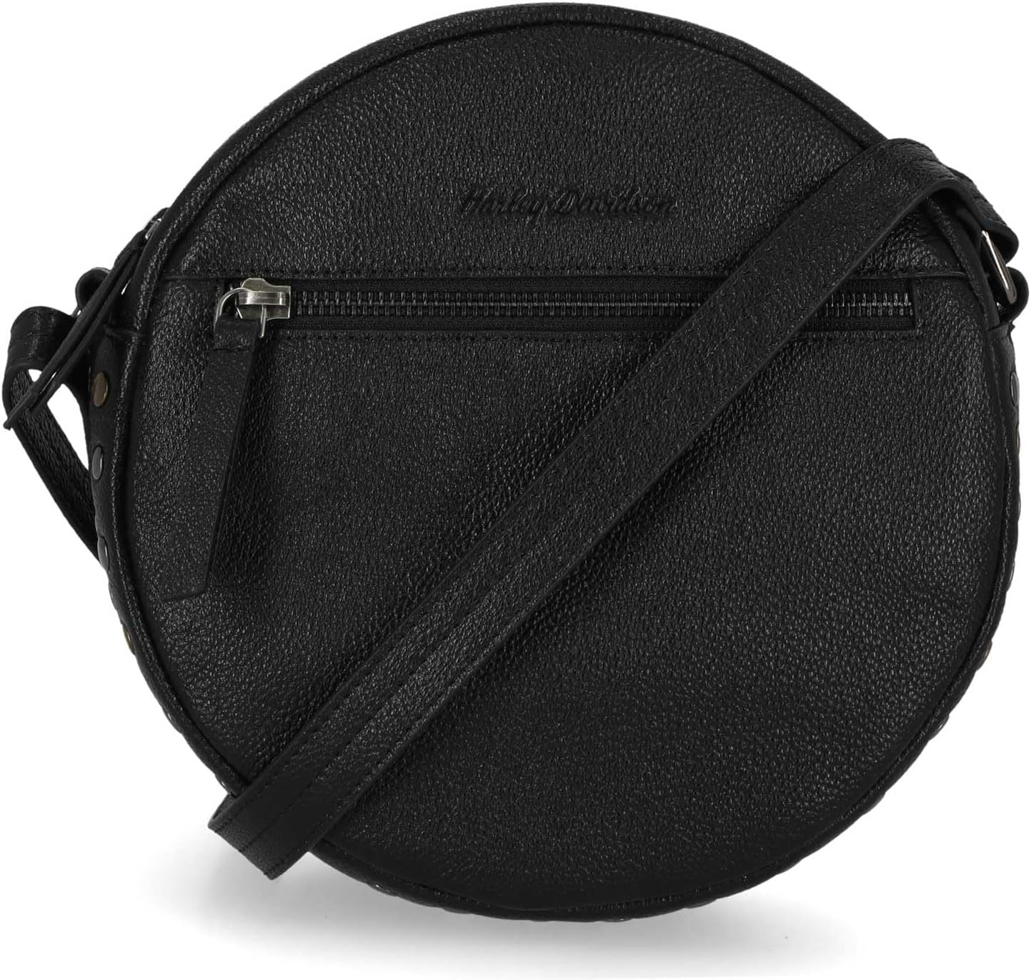 Harley-Davidson Women's Studded Canteen Genuine Leather Crossbody Bag - Black