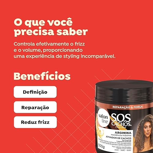 Miniatura 4 de Salon Line - SOS Cachos (Mais Reconstruidos) - Ativador de Cachos Reconstrucao Profunda 2.2 lbs - (SOS Curls (Más Realineado) - Red Activadora de