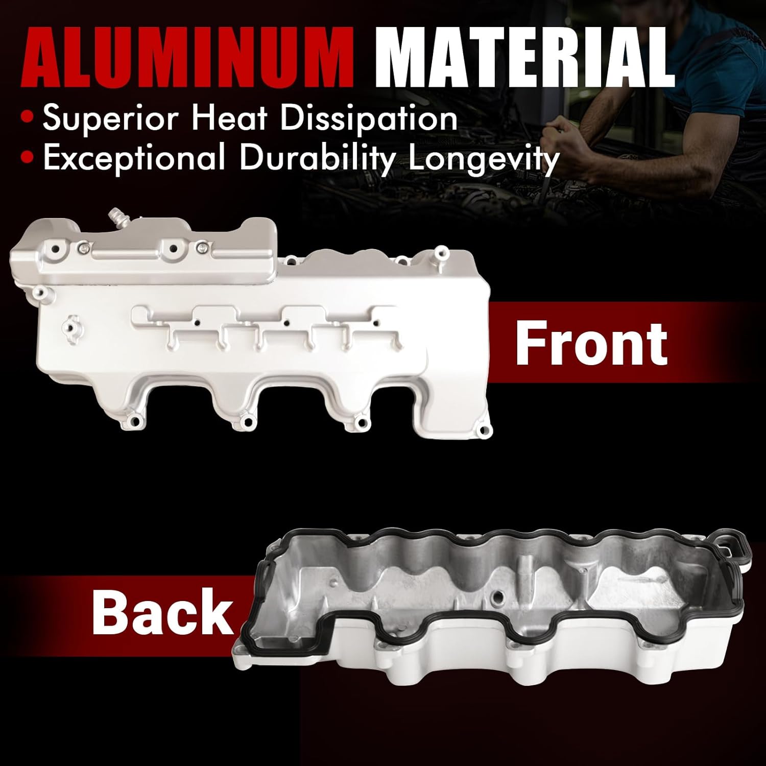 MITZONE Upgrade Aluminum Valve Covers Left and Right Compatible with Mercedes ML350 ML320 E320 SLK320 CLK320 C320 C280 C240 1998-2005 Left Driver Side