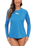 Women's Long Sleeve Rash Guard Swim Shirt with Built in Bra Lightweight UPF50+ Quick Dry Swimsuit Top