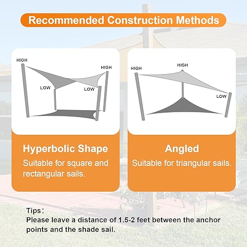 Miniatura 7 de Artpuch - Toldo tipo vela, de 6.53ozm, bloquea los rayos ultravioleta, ideal para el patio, jardín, instalaciones y actividades al aire libre (10 x