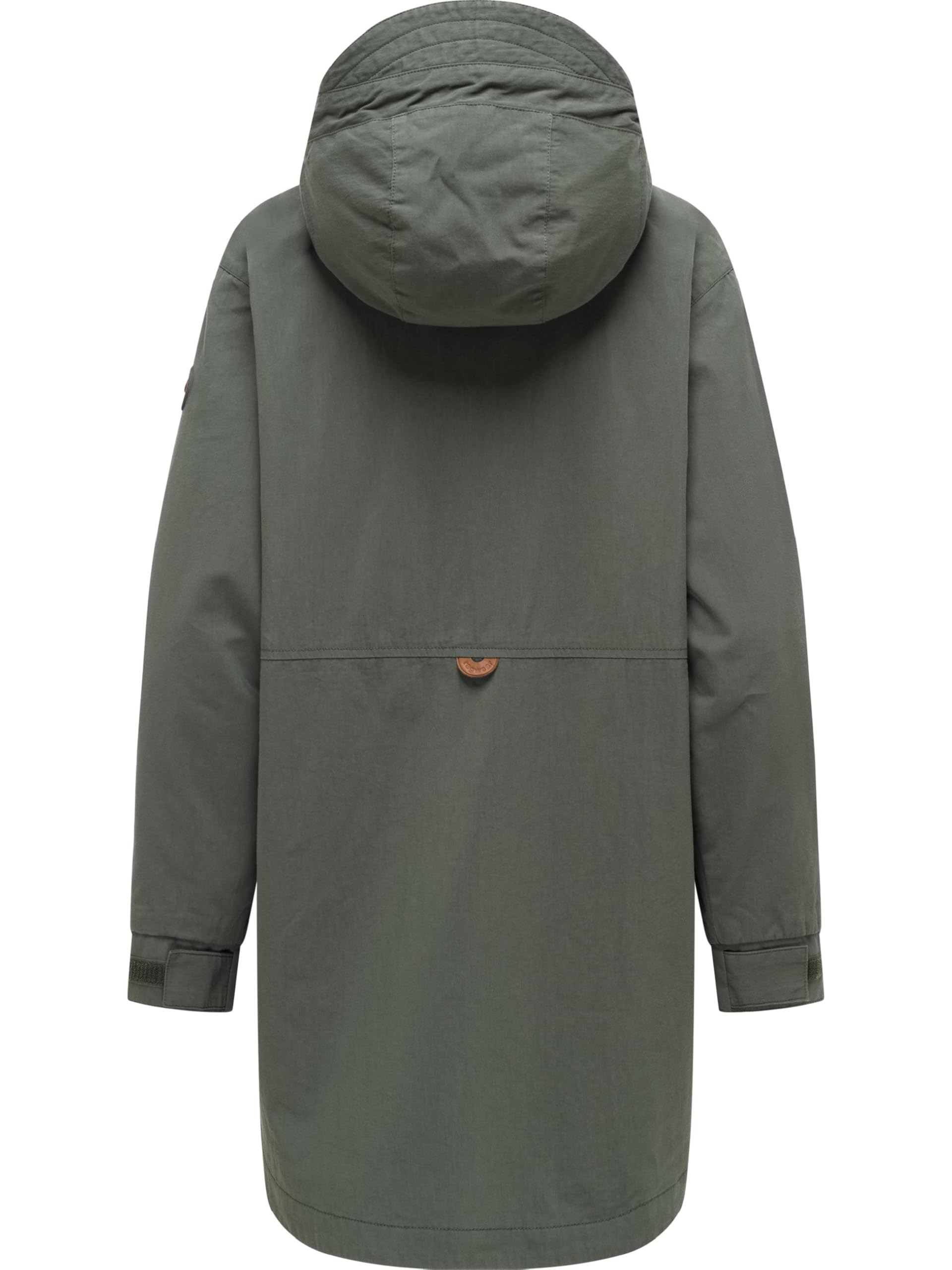 Ragwear Damen lange Übergangsjacke leichter Oversize-Parka mit verstellbarer Kapuze und Schlüsselanhänger Lamyja B XS-XXL