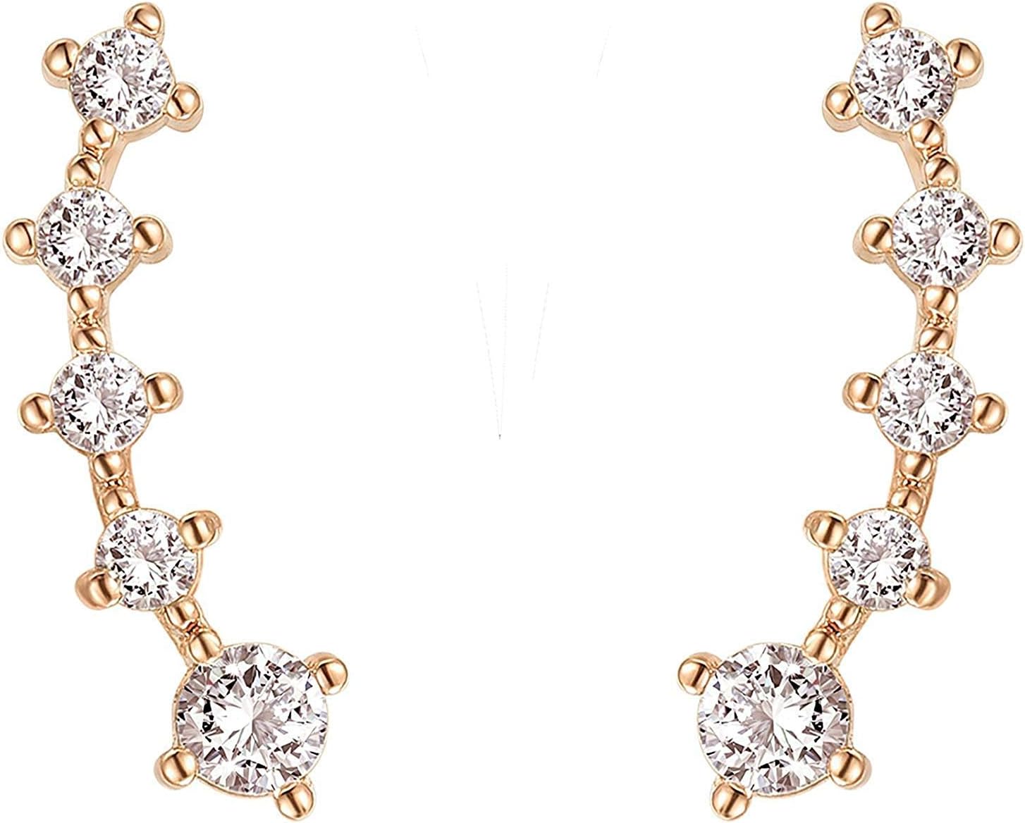 PAVOI 14K Gold Plated 925 Sterling Silver Post Cubic Zirconia Crawler Earrings Pearl Studs Set Review