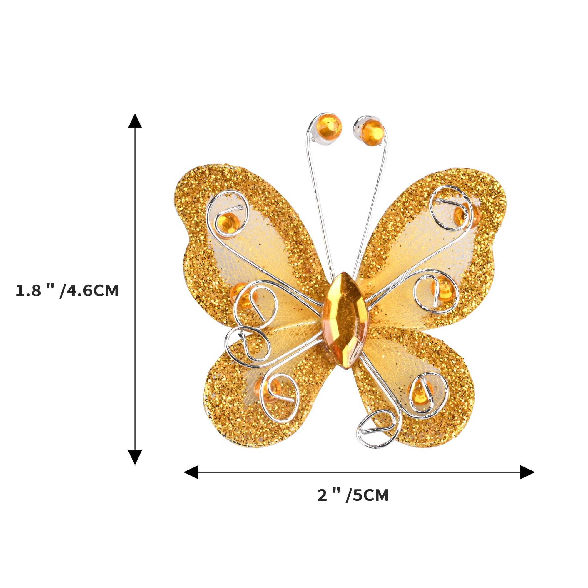 Mariposas De Organza Con Brillantina Para Manualidades - 50 Unidades, Color Verde Claro, Perfectas Para Decorar Bodas, Ropa Y Hogar