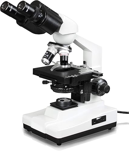 Miniatura 5 de Vision Scientific Microscopio compuesto binocular VME0007B-100-LD, oculares 10x WF, aumento 40x—1000x, iluminación LED, enfoque grueso y fino