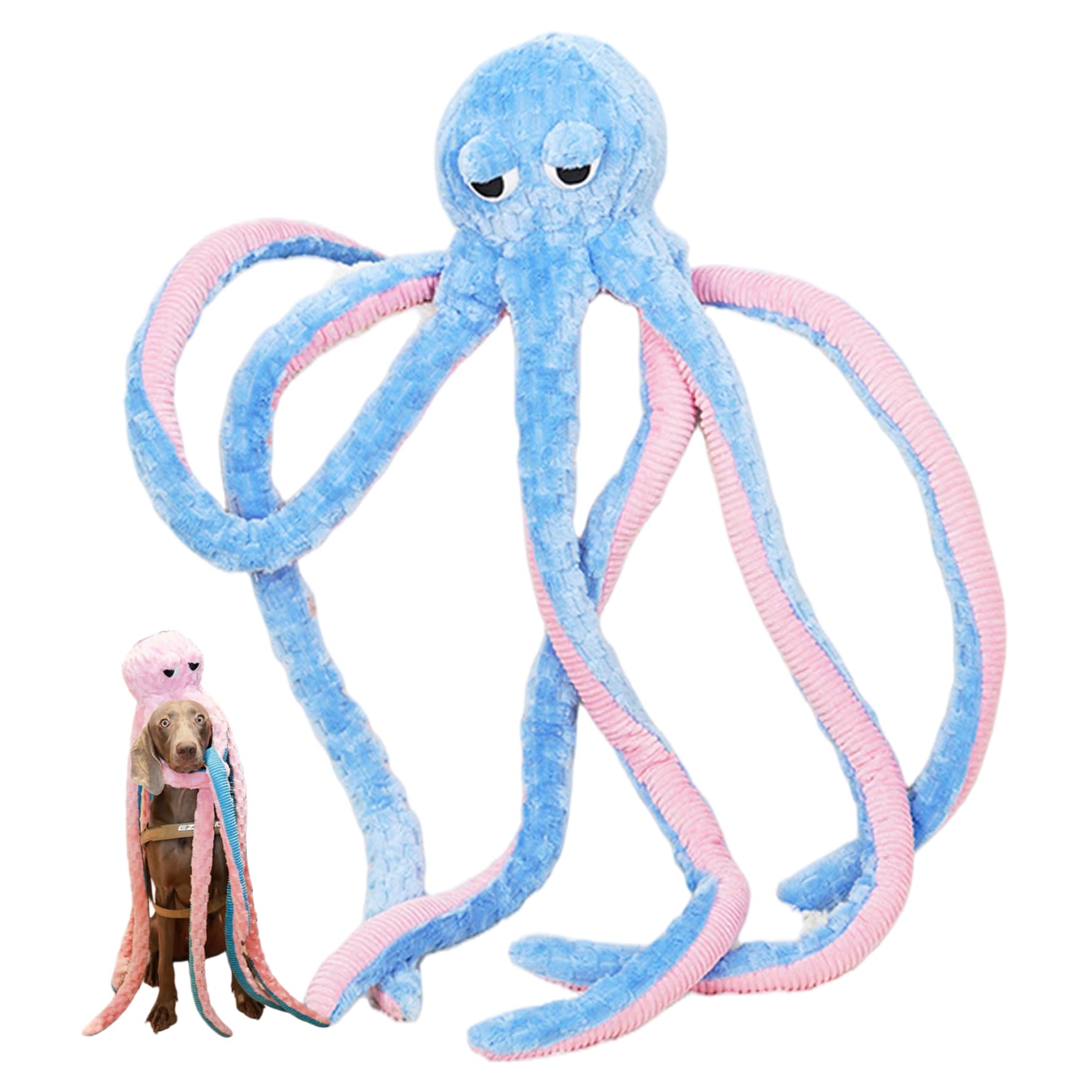 Juguete para perros con forma de pulpo, juguetes para perros chirriantes, juguete indestructible de 40 pulgadas, juguetes chirriantes interactivos para masticadores agresivos, pulpo de peluche sua.