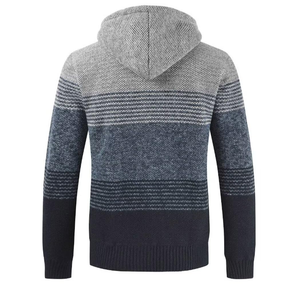 Herren Hoodie mit Kapuze Pullover Pulli Strick-Sweatshirt-Strickjacke-Cardigan, Freizeit-Winter-Kapuzen-Pulli-Strick-Jacke, Fleece-Innenseite Outdoor Herren Kapuzenjacke für Hoodie
