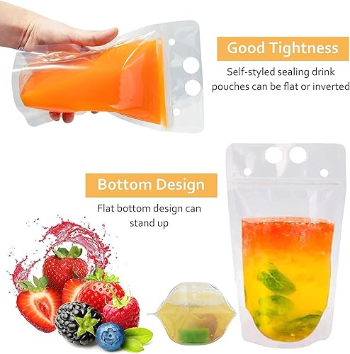 Miniatura 3 de 100 bolsas de doble cremallera para bebidas con 100 popotes y 30 bolsas de paletas plegables de mano resistentes para batidos, bebidas frías y