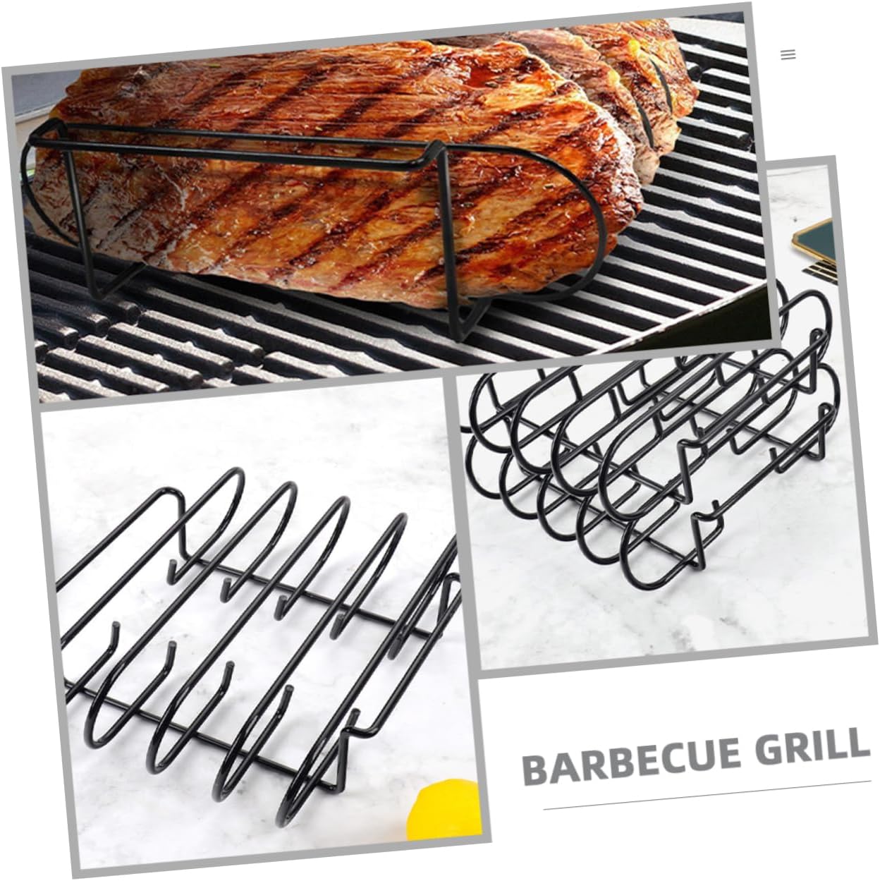 GANAZONO Stainless Steel Grill Rack for Barbecue Portable Roasting Support for Chicken and Ribs Durable Outdoor Grilling Tool for Camping and Picnics