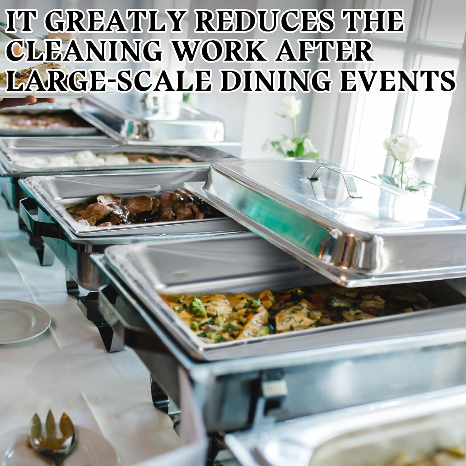 Aliceset 50 Pcs Electric Roaster Liners 34 Inch W x 18 Inch l Disposable Pan Liners Cooking Bags for 16, 18, 22 Quart Roasters Microwave Slow Cooker Steamer Oven - Image 4