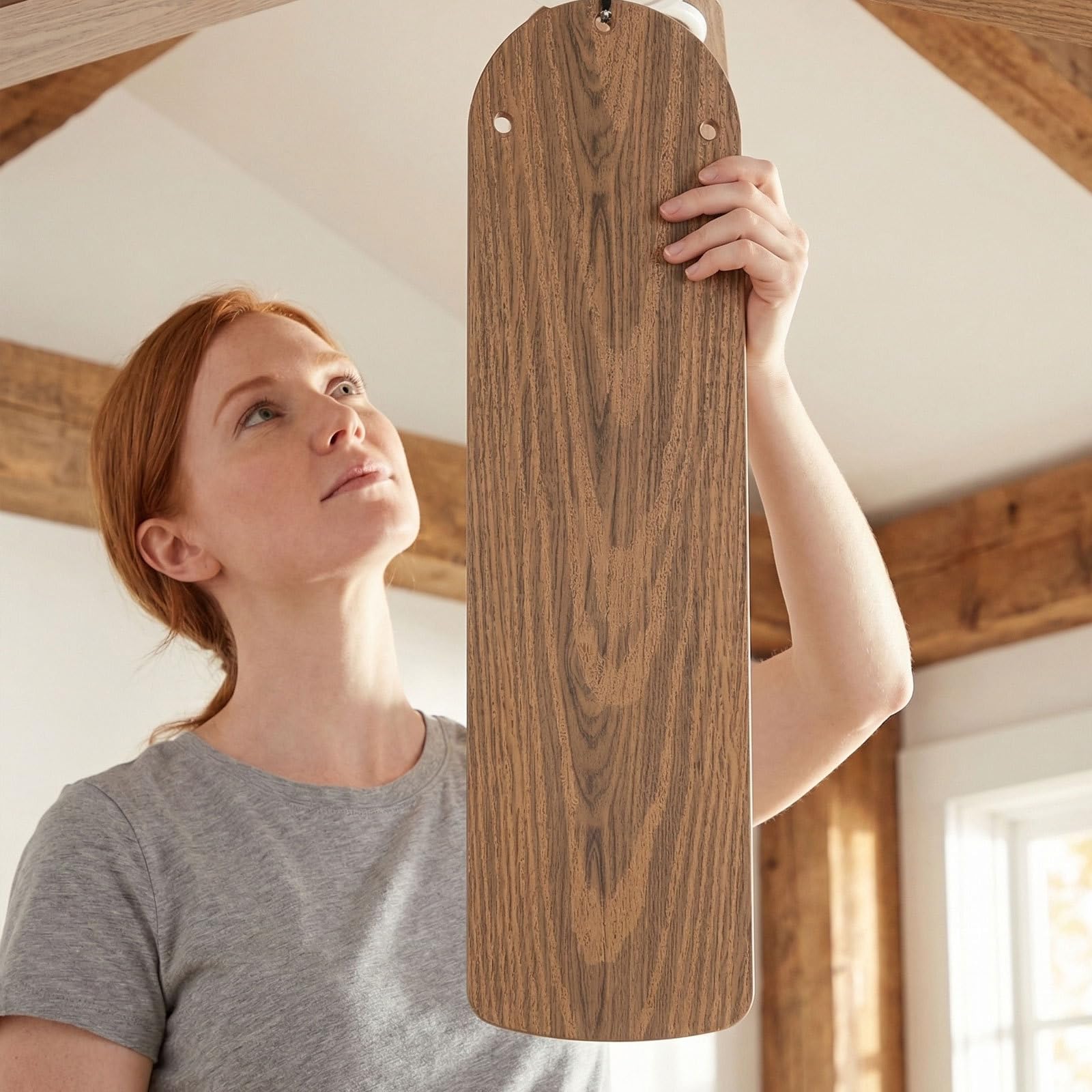 5 aspas de repuesto para ventilador de techo: aspas de plástico con acabado imitación madera para ventiladores eléctricos de 52 pulgadas - Repuestos para electrodomésticos