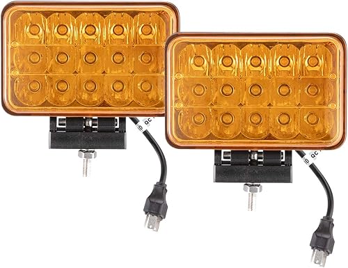 Miniatura 3 de Lightronic Luz antiniebla LED rectangular todoterreno de 4 x 6 pulgadas para Jeep, camión y tractor, ámbar de 3000 K, haz combinado de inundación y