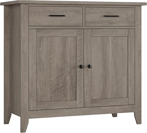 Miniatura 8 de HORSTORS Armario de almacenamiento de cocina con cajones y puertas aparador de suelo y gabinete de servidor de bufé gabinete de consola de entrada