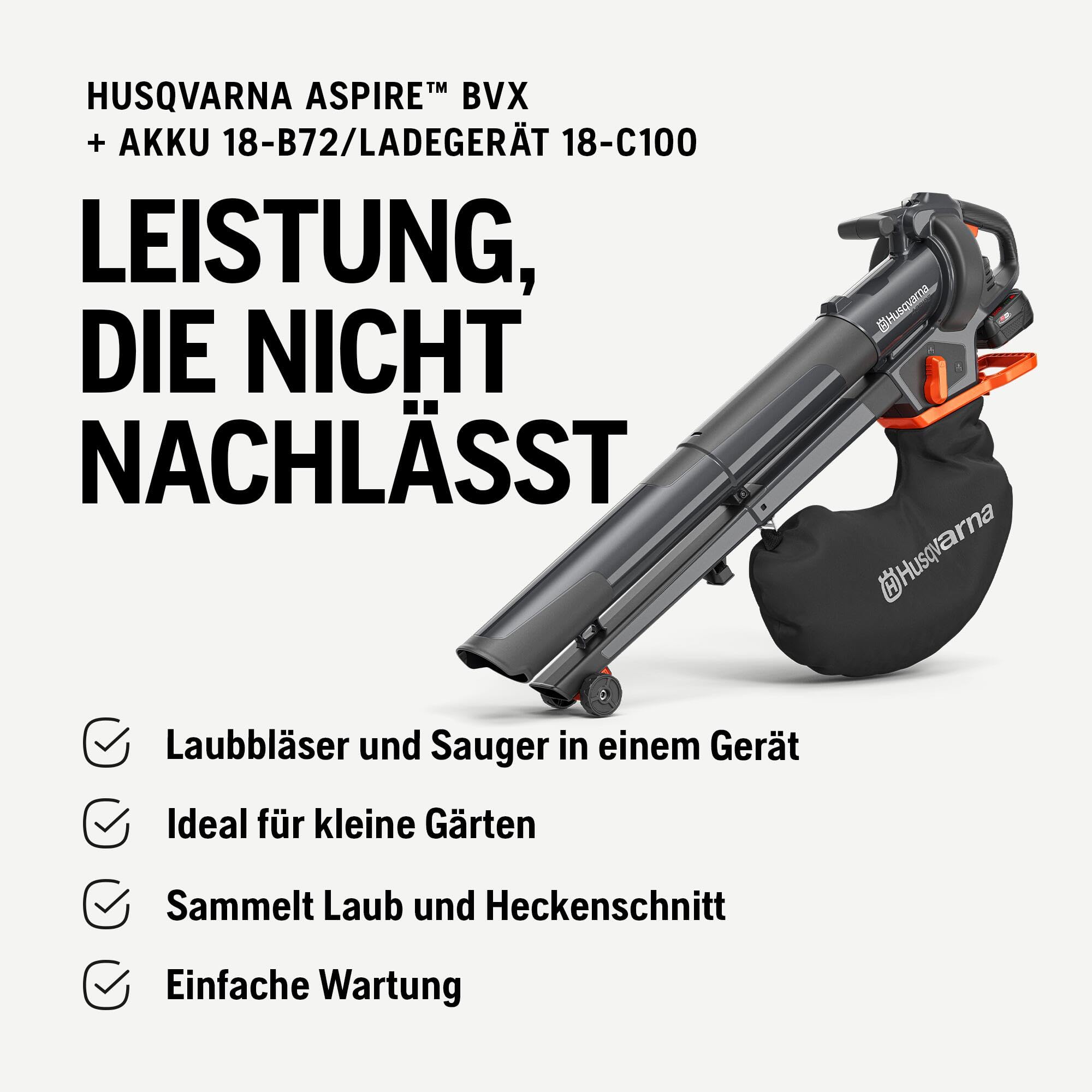 Husqvarna Aspire BVX-P4A 18V Akku-Laubbläser & -Sauger