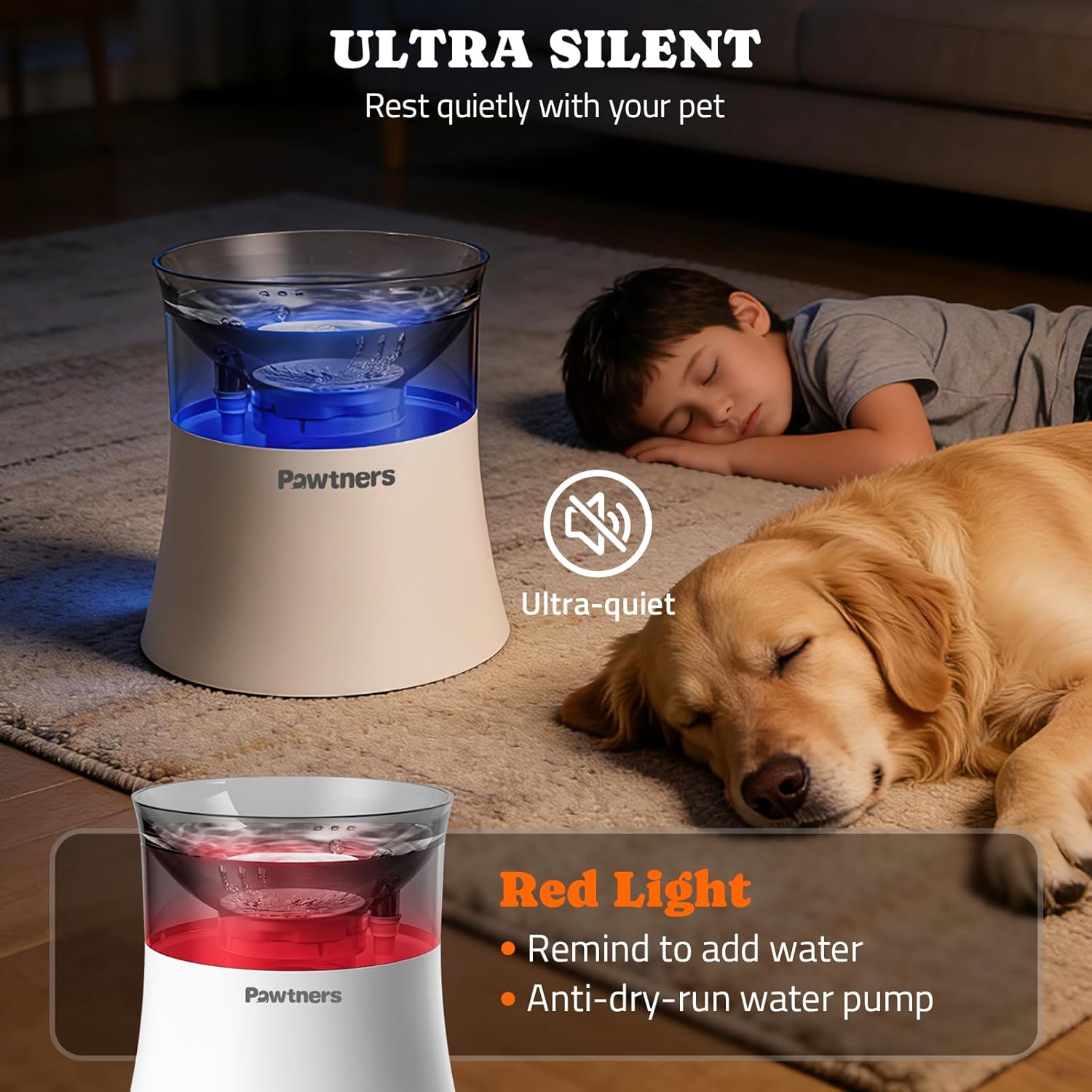 Pawtners Dog Water Fountain, 1 Gallon Automatic No Spill Pet Water Bowl Dispenser for Small Medium Large Dogs with Vortex Filter, Deep Drinking Area and Quiet Pump - Image 5