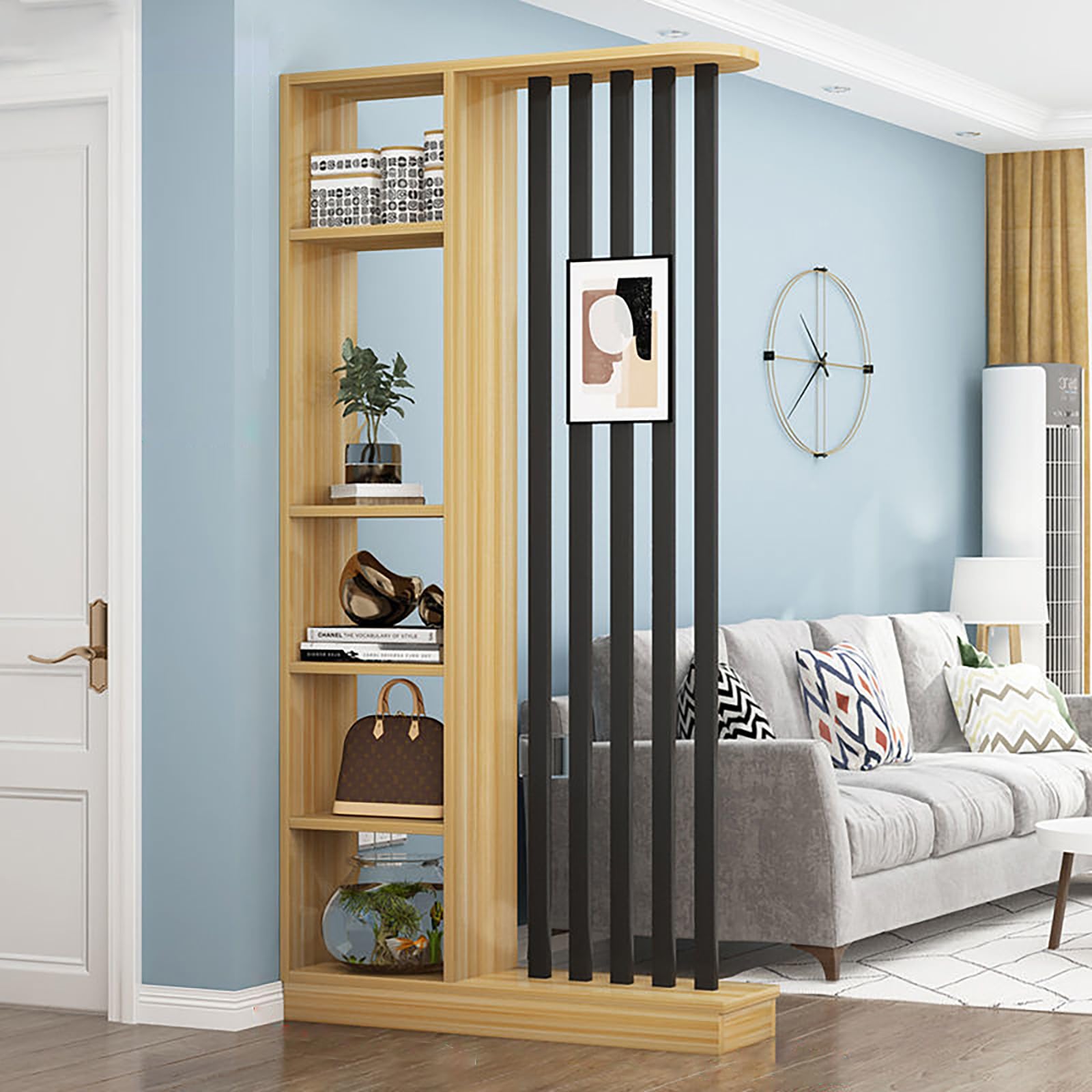 HSHBDDM Wall Room Divider,Freestanding Room Divider with Shelves,Wood Room Divider Screen with Storage Cabinet, Wall Divider for Room Separation, for