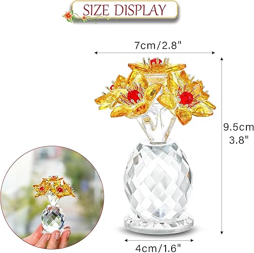 Miniatura 4 de Figura de flores de Navidad de cristal con jarrón, ramo de flores de vidrio de 3.8 pulgadas de alto, figuras coleccionables, adorno de Navidad,