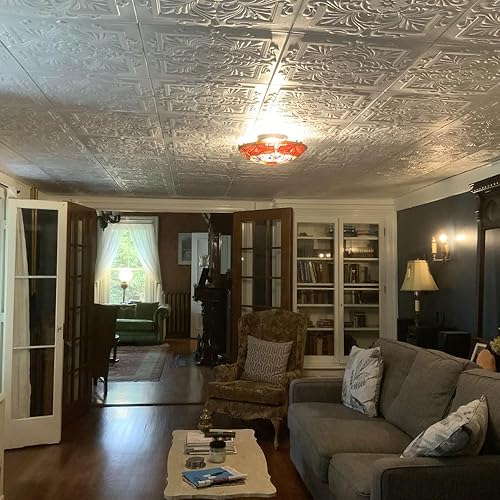 Miniatura 5 de A La Maison Ceilings R14 - Azulejos de techo de espuma victoriana (256 pies cuadradosestuche), paquete de 96, blanco liso