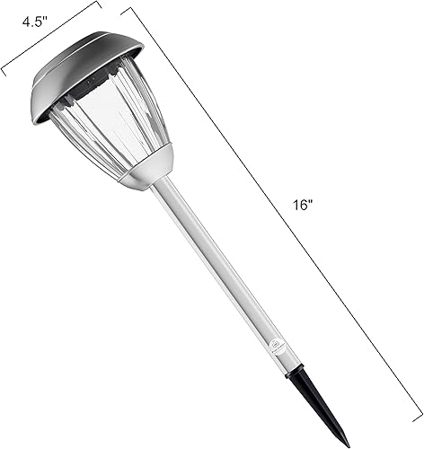 Miniatura 3 de Pure Garden - Juego de luces solares para camino, juego de 8 a 16 pulgadas de alto de acero inoxidable para exteriores, iluminación para jardín,