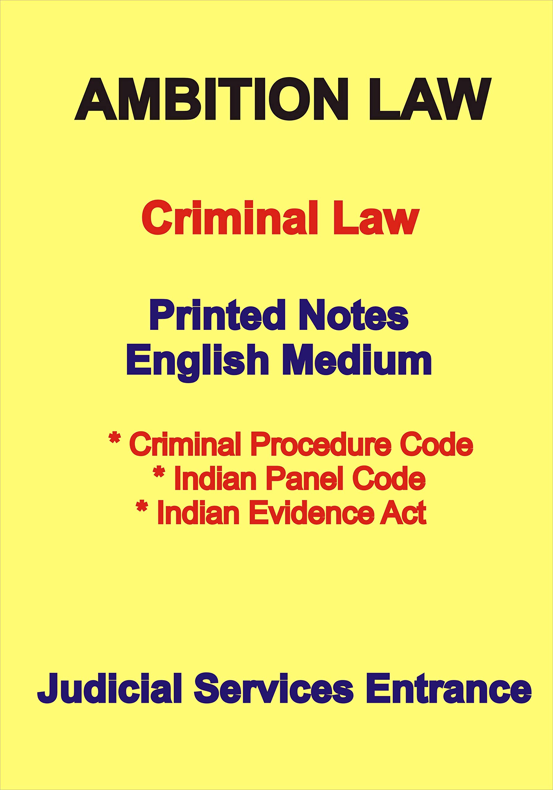 Printed Notes on Criminal Law in English Medium By Ambition Law For Judicial Services