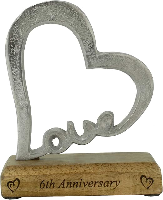 6th Anniversary Rustic Heart Decoration  6 Year Anniversary (hsslove6)
