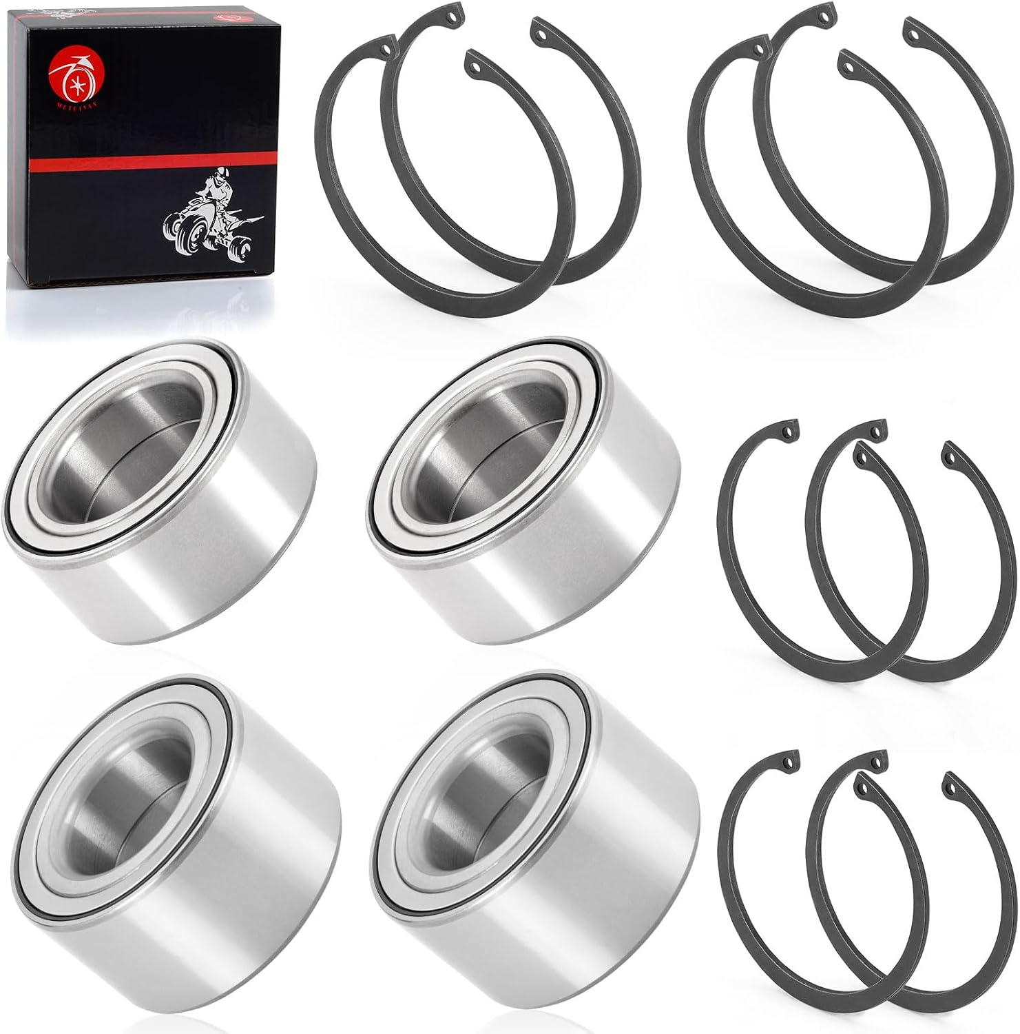 3514699 Front Rear Wheel Bearings + Ring Clip Compatible with Polaris RZR 800 4 S 570 SW Ranger Crew XP HD 500 570 800 900 1000 Diesel HST