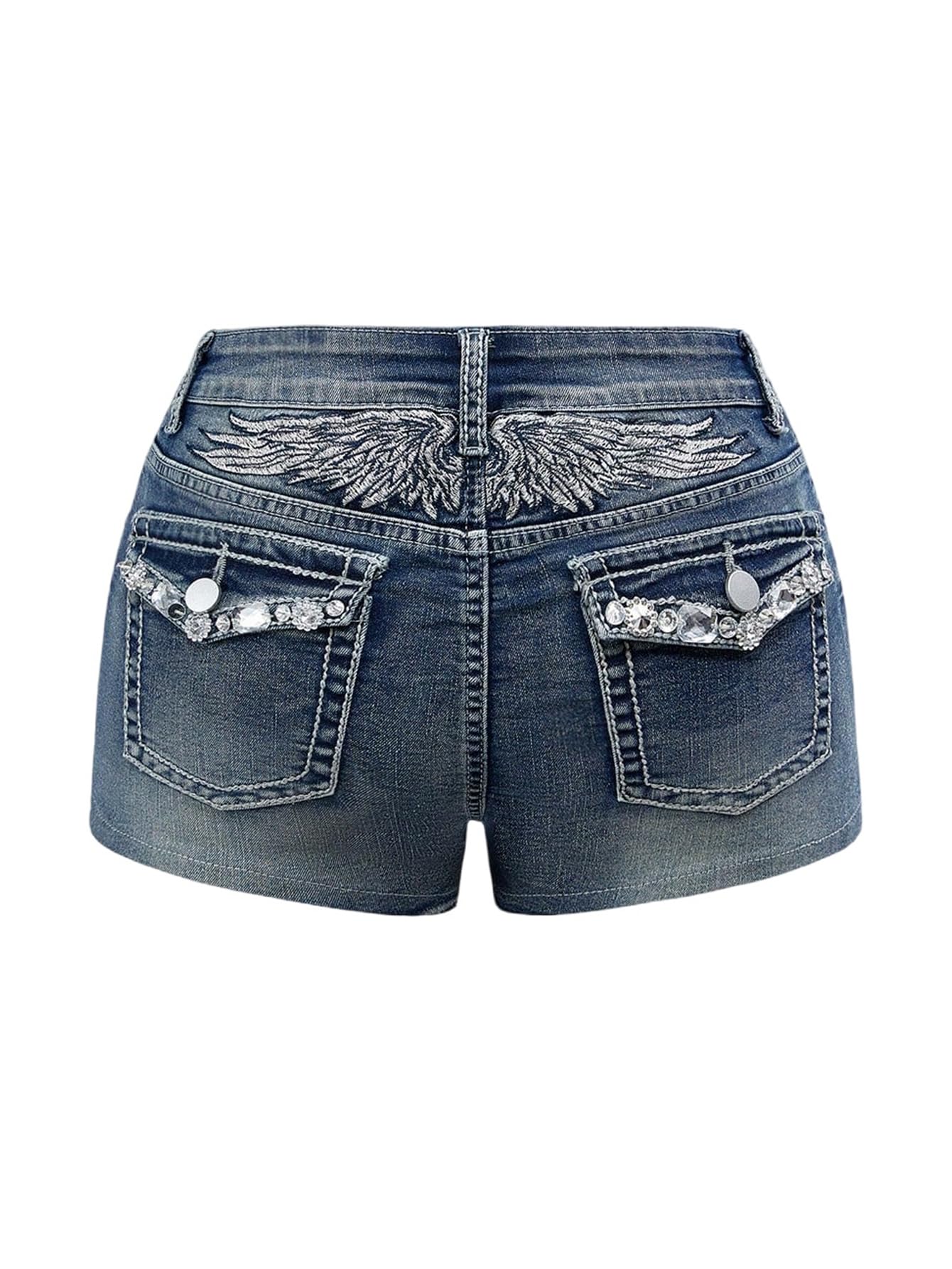 Milumia Y2k Rhinestone Denim Shorts