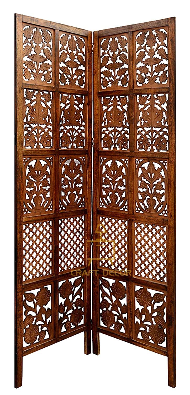 CRAFT DECOR Wooden partition for Living Room | Wood Screen for Pooja Room | Hall Partition | Separator for Living Room | Modern Decorative Wall Divider | Folding Door Screen Kitchen | Foldable Panel